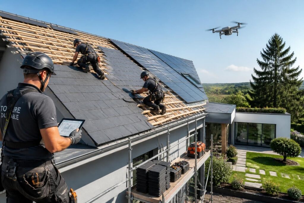 découvrez le prix moyen de la rénovation d'une toiture au m² en 2026, les facteurs influençant les coûts, et comment planifier votre budget efficacement.