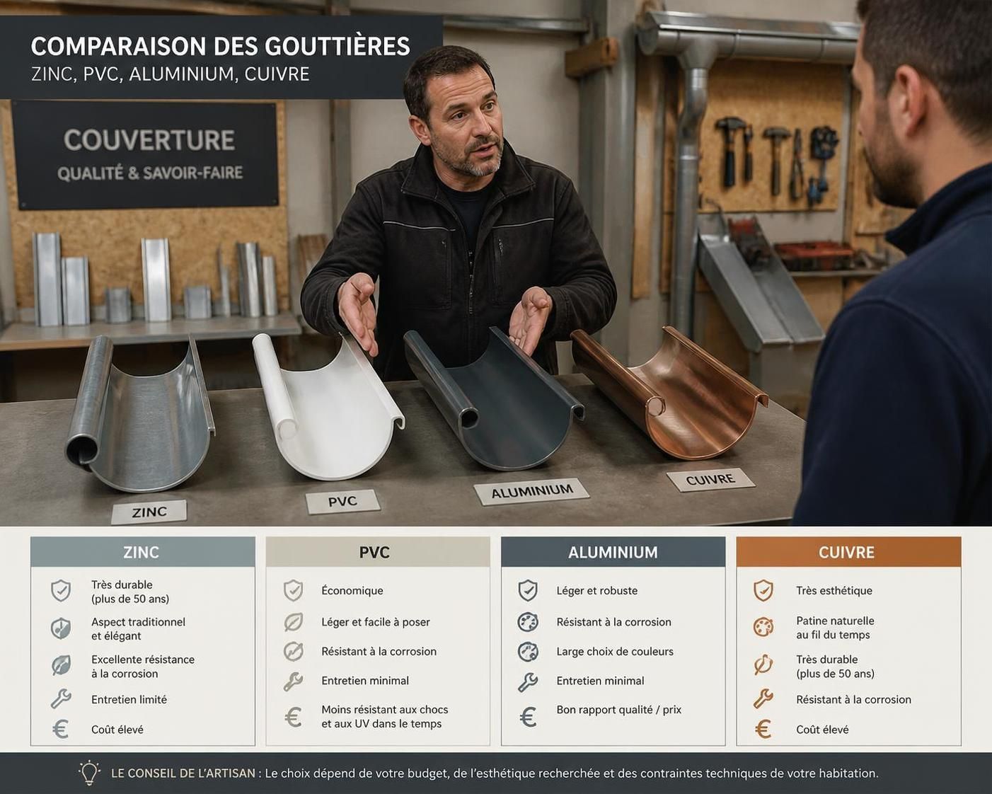 découvrez le prix moyen pour la pose d’une gouttière en zinc en 2026, les facteurs qui influencent le coût et des conseils pour bien choisir votre installateur.