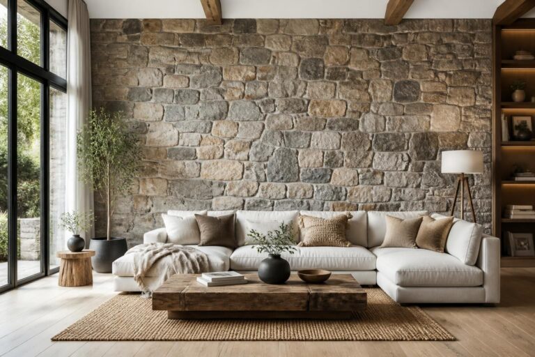 découvrez des idées inspirantes et des conseils pratiques pour sublimer votre salon avec un mur en pierre intérieur, alliant charme naturel et élégance.