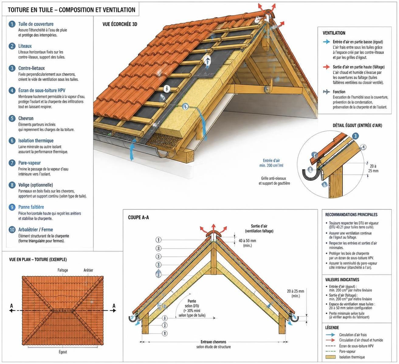 découvrez notre guide complet sur le schéma de toiture tuile pour comprendre facilement la structure, les composants essentiels et les étapes d'installation.